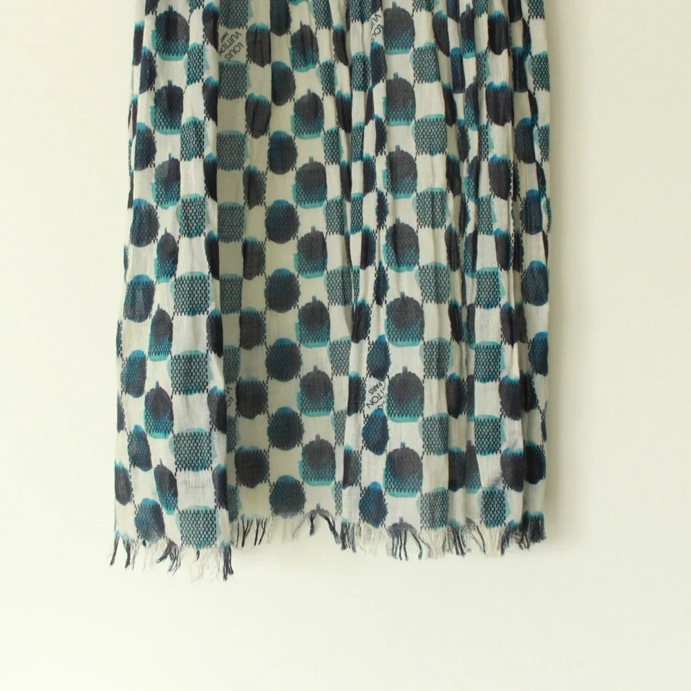 Louis Vuitton Blue and Black Checkered Scarf